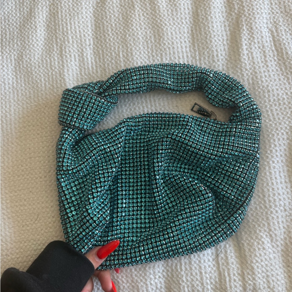 Sparkling Teal Rhinestone Handbag
